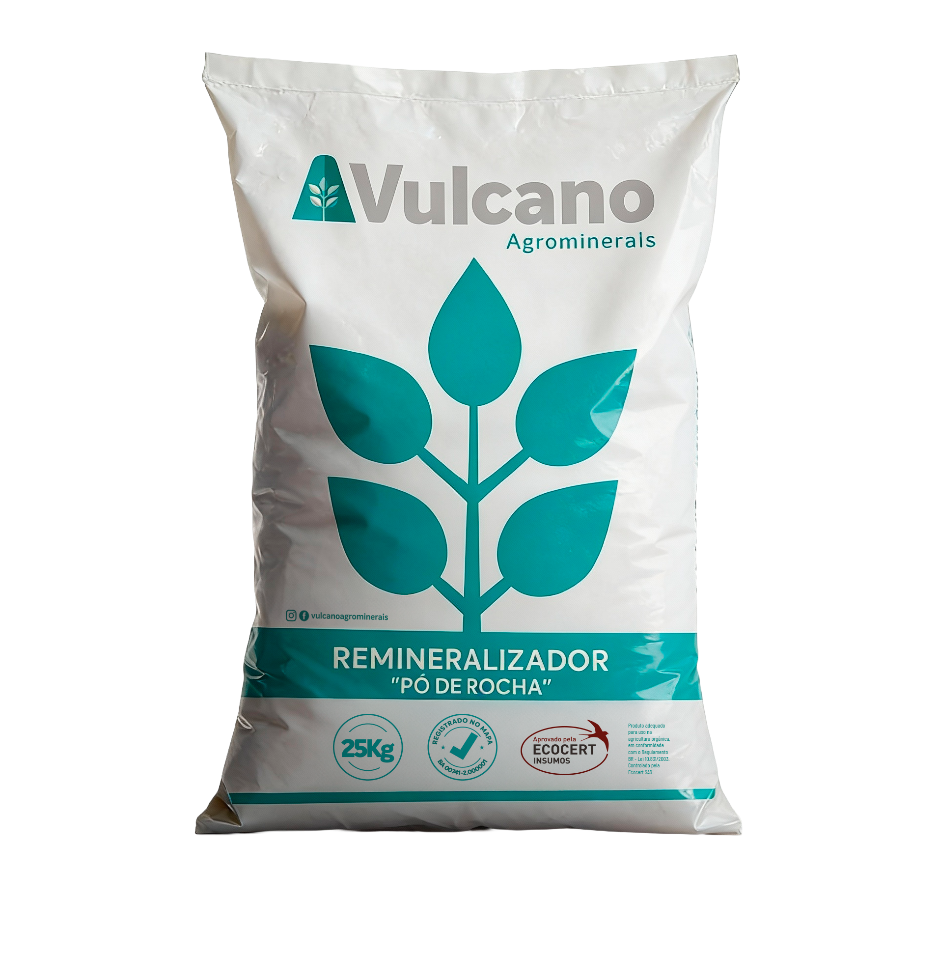 Embalagem Vulcano Remineralizador Pó de Rocha 25Kg